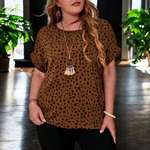 Shein EMERY ROSE Plus Allover Print Cuffed Sleeve Top 3X